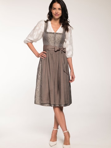 SPIETH & WENSKY Dirndl 'Gesia' in Braun: Vorderseite