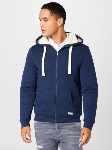 BLEND Zip-Up Hoodie in Blue: front