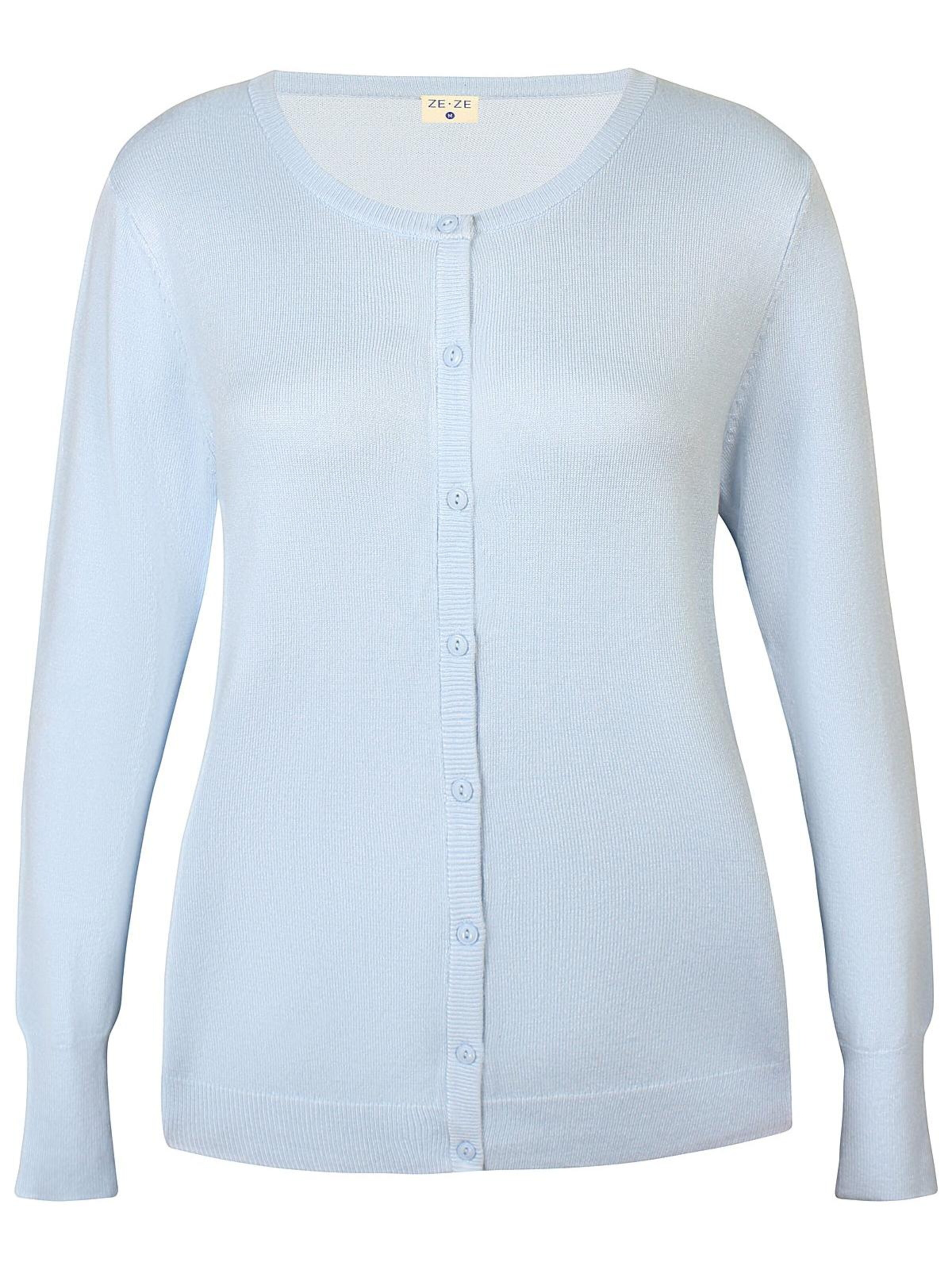 ze-ze Gebreid vest 'Norma 106' in Blauw: voorkant