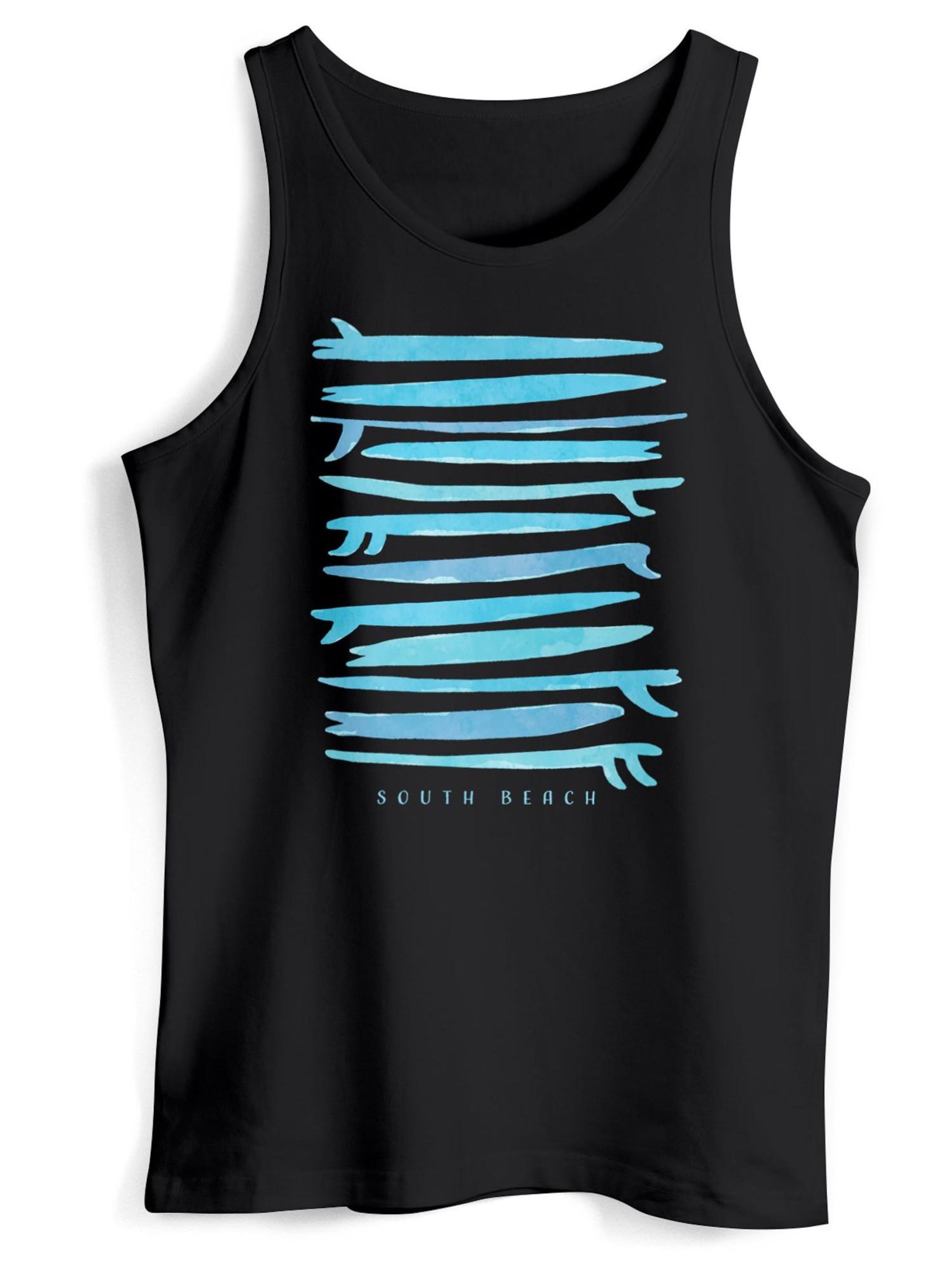 Neverless Shirt 'Surf Boards South'‌‌‌‌‌‌‌‌‌ in Schwarz: Vorderseite