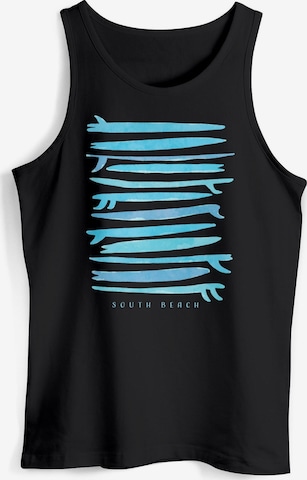 Neverless Shirt 'Surf Boards South' in Schwarz: Vorderseite
