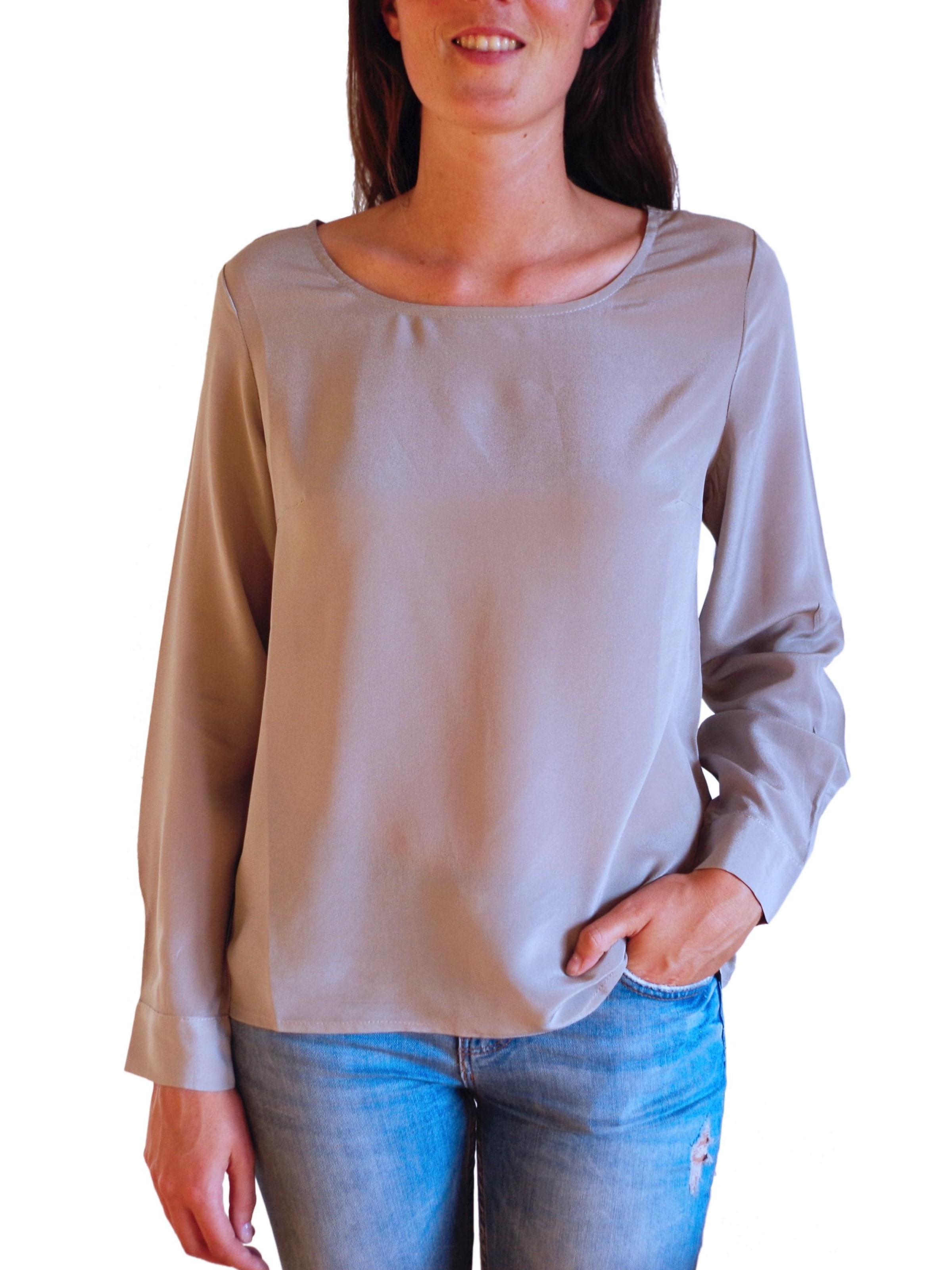 Posh Gear Blouse 'Seidenbluse Rotondoseta' in Grijs