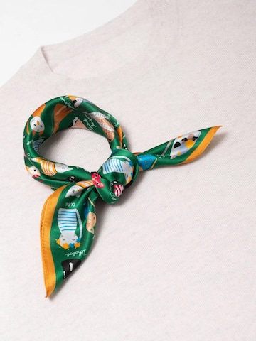 MayTree Scarf 'Seidentuch Katzen' in Green