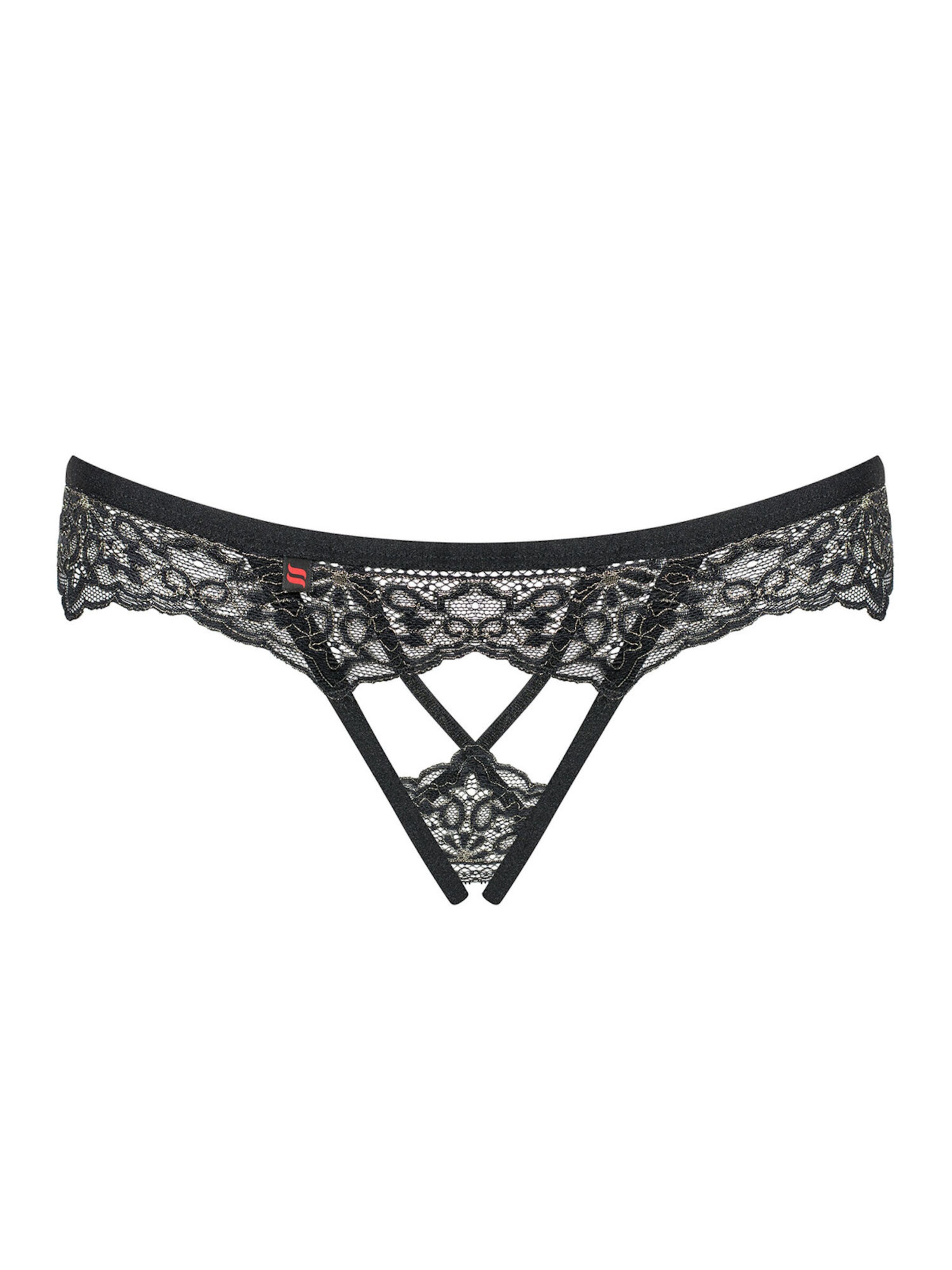 Obsessive Panty 'Meshlove crotchless panties' in Schwarz: Vorderseite