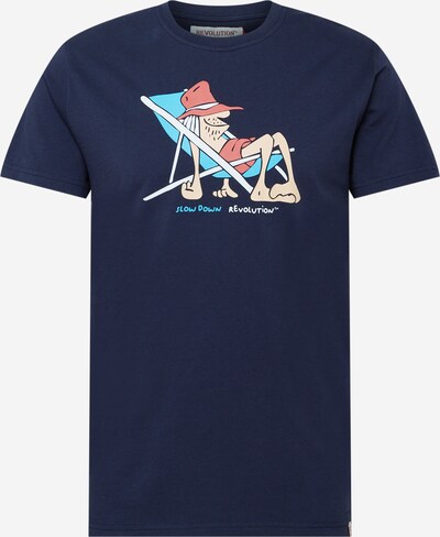 Revolution T-Shirt in beige / navy / hellblau / rot, Produktansicht