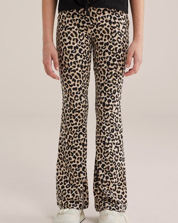 évasé Leggings WE Fashion en marron : devant