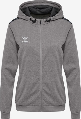 Hummel Athletic Zip-Up Hoodie in Grey: front