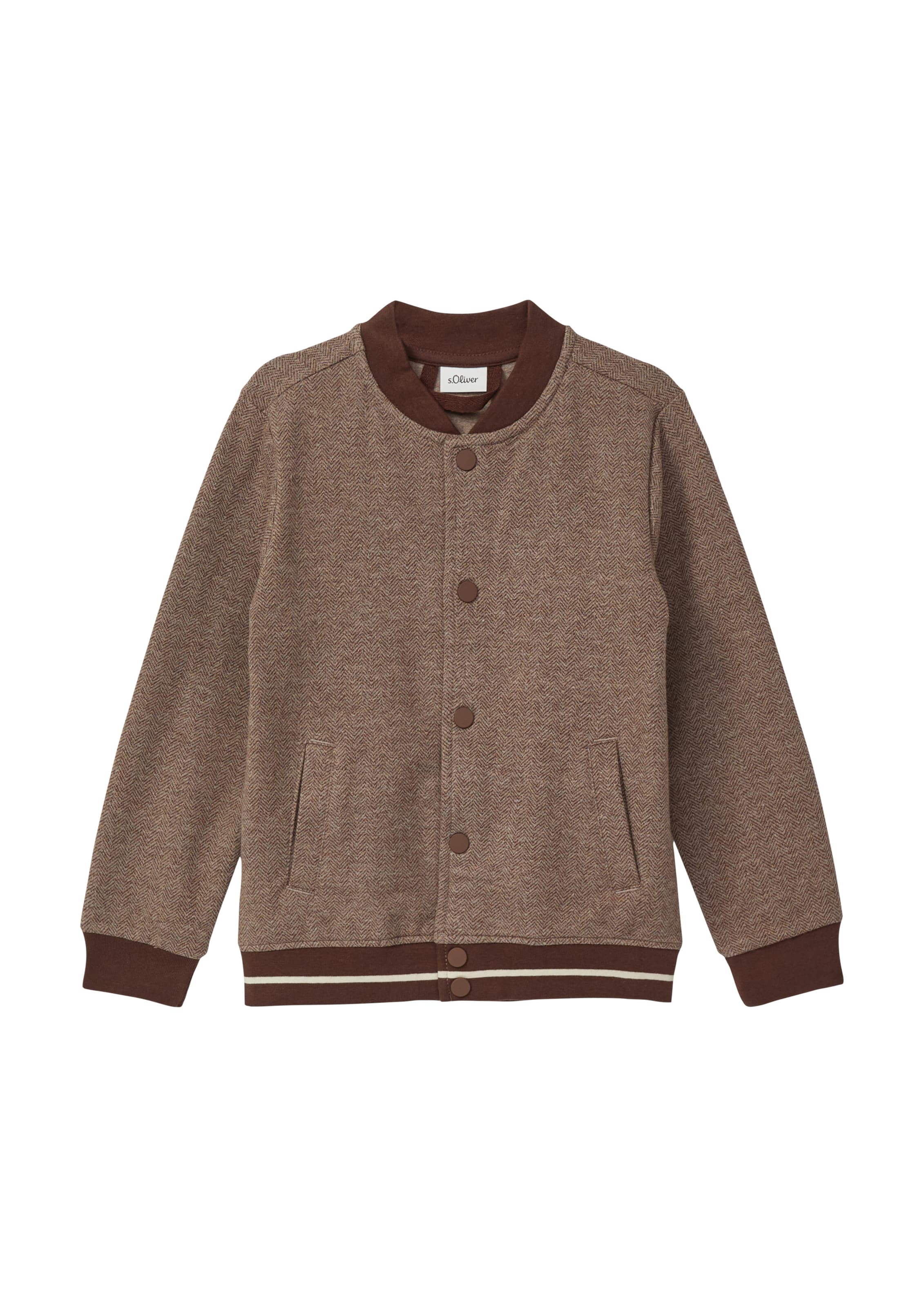 s.Oliver Zip-Up Hoodie in Brown: front