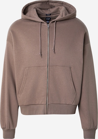 GAP Кофта на молнии в Коричневый: спереди