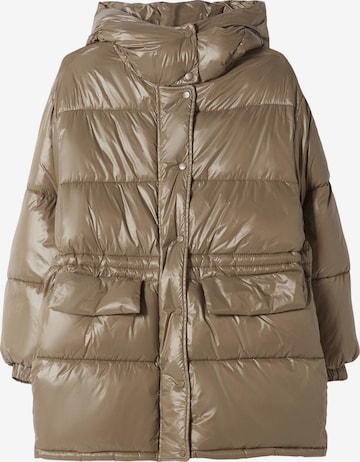 Bershka Zimná bunda - Béžová: predná strana