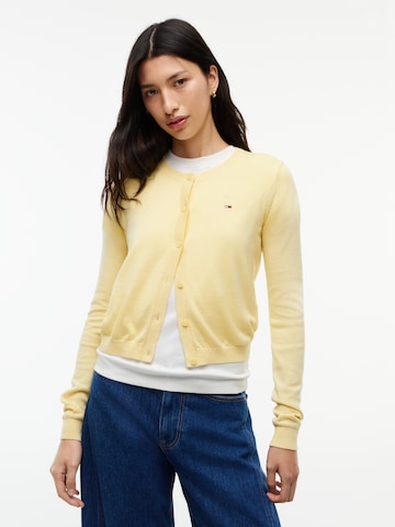 Tommy Jeans Kardigán 'ESSENTIAL' - Žltá: predná strana