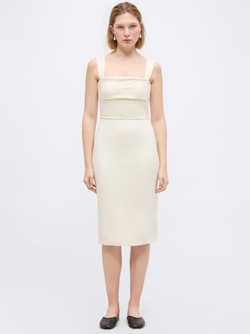 BOSS - Vestido de tubo 'Drapera' en blanco: frente