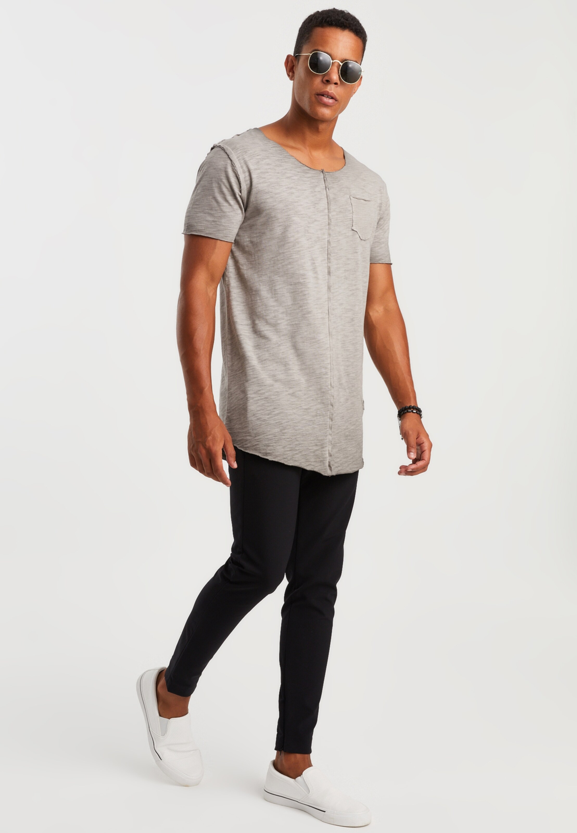 Männer Shirts Leif Nelson T-Shirt in Graumeliert - LH25056 Männer Shirts Leif Nelson T-Shirt in Graumeliert - LH25056