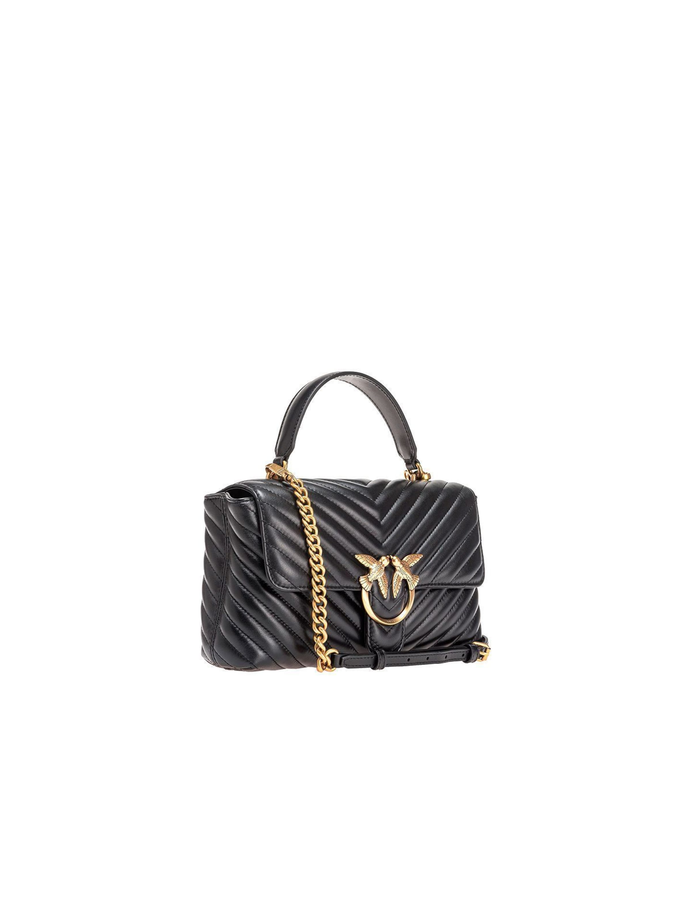 PINKO - Bolso de mano 'Love Lady Puff Classic Cl Sheep Nappa Chevron' en negro
