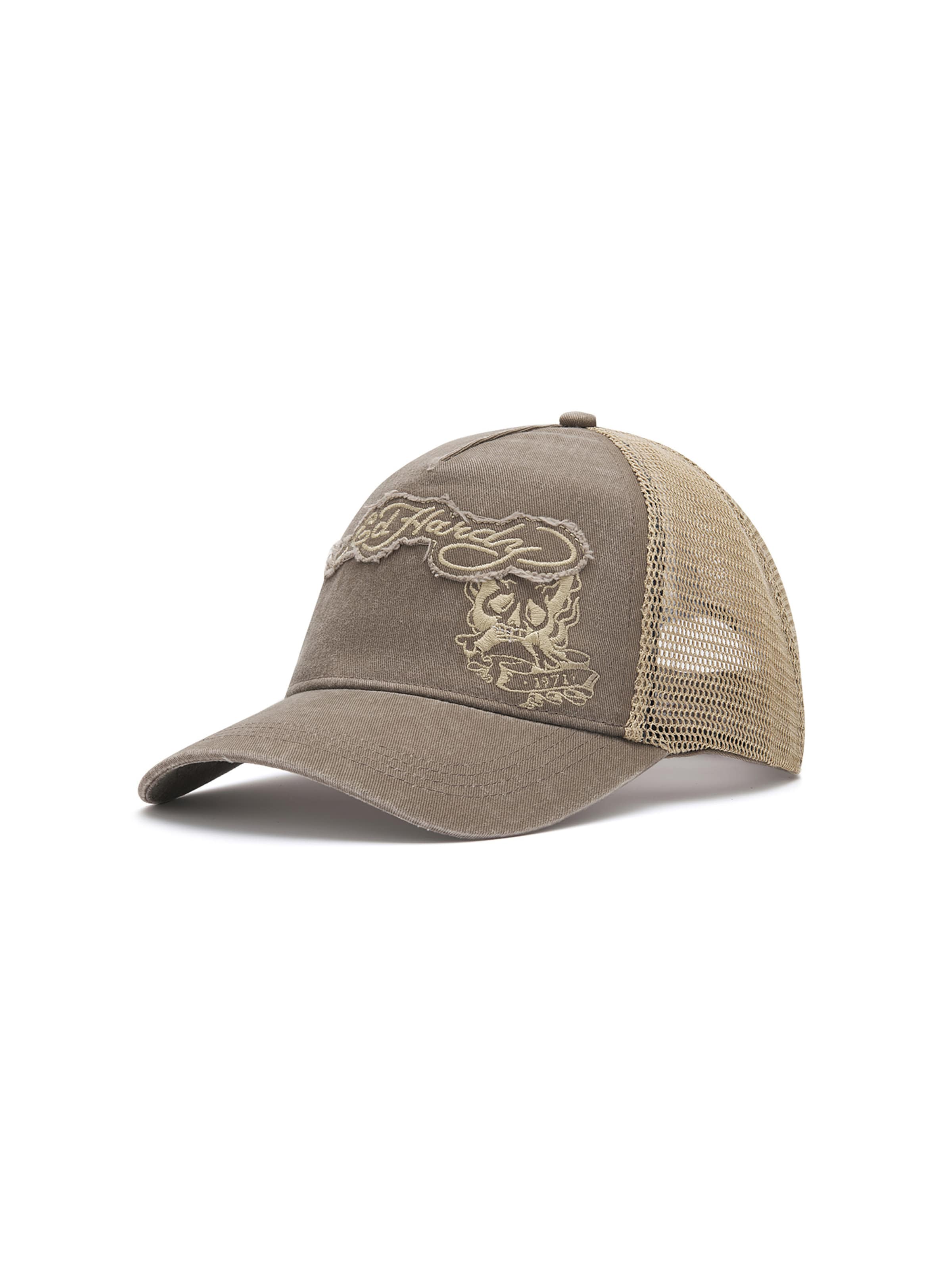 Cappello da baseball di Ed Hardy in beige: frontale