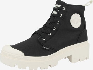 Palladium Lace-Up Ankle Boots in Black: front