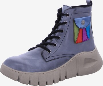 Gemini Lace-Up Ankle Boots in Blue: front