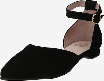 Apple of Eden Ballet Flats with Strap 'BRUNA' in Black: front