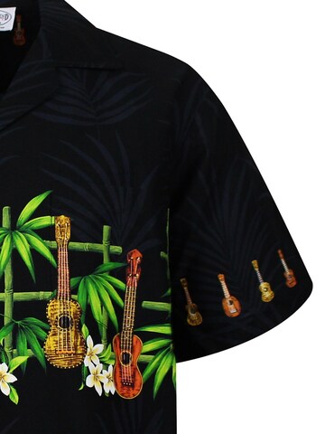 Regular fit Camicia 'Gitarre Bambus Brustdruck' di Pacific Legend in nero