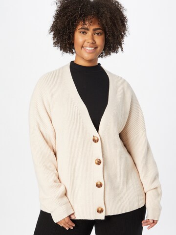 ABOUT YOU Curvy Knit Cardigan 'Kimberly' in Beige: front