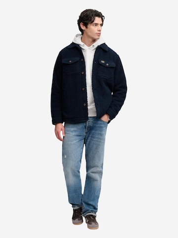 Superdry Fleece jas 'Retro Fleece Overshirt SDM4011190A' in Blauw