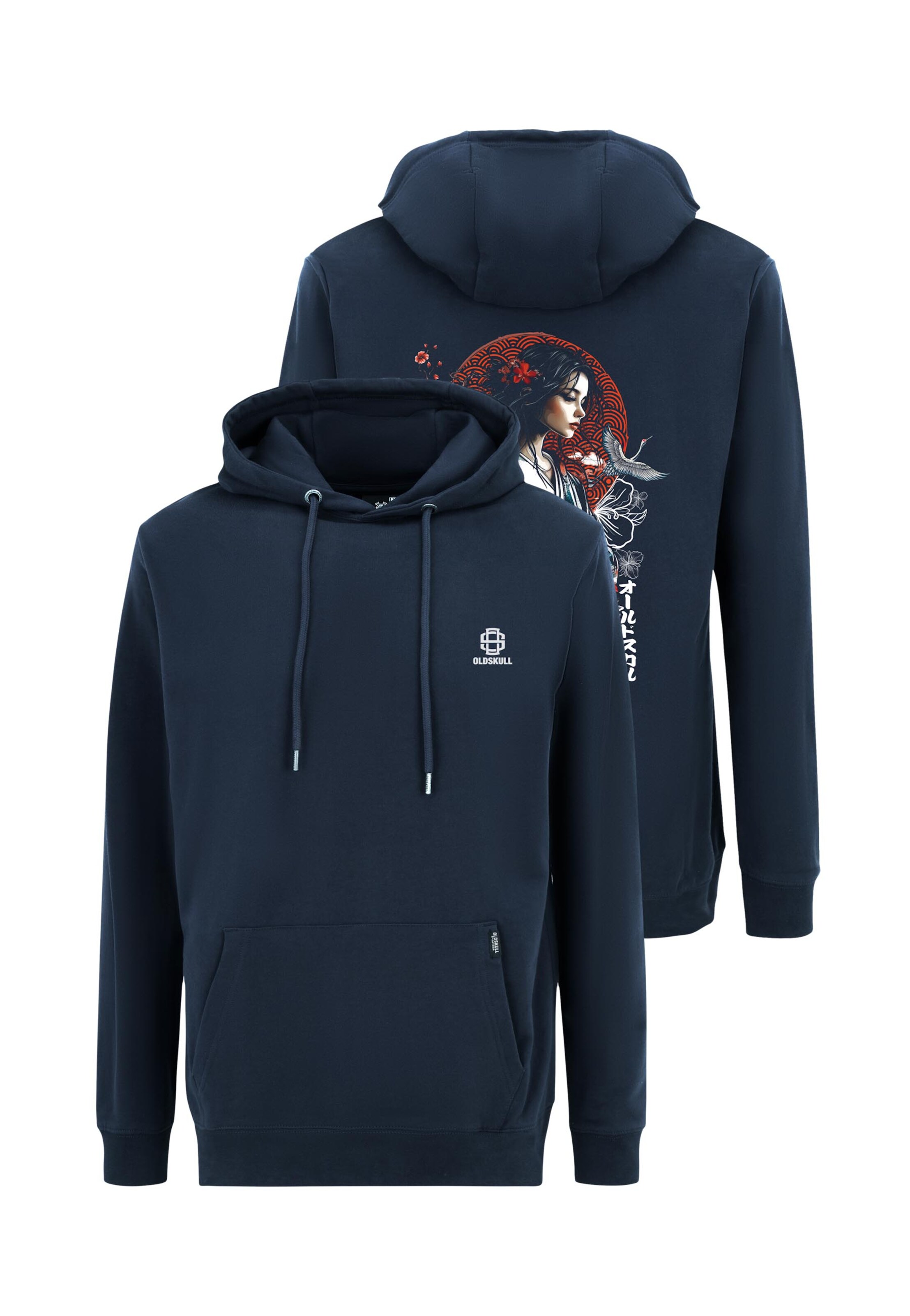 Oldskull Sweatshirt 'Asian Blossom Queen' in Blauw: voorkant