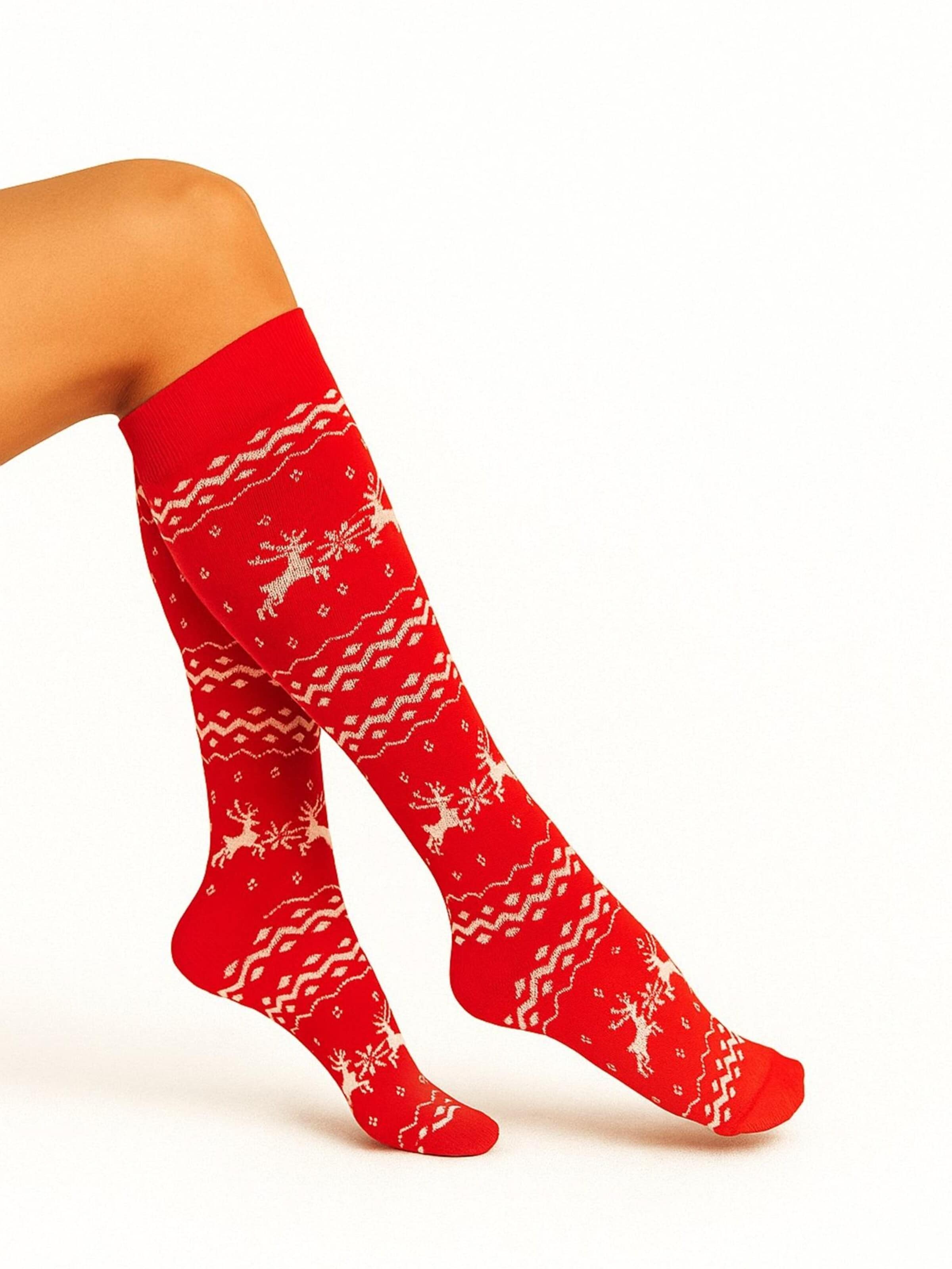 Lycille Knee High Socks in Red