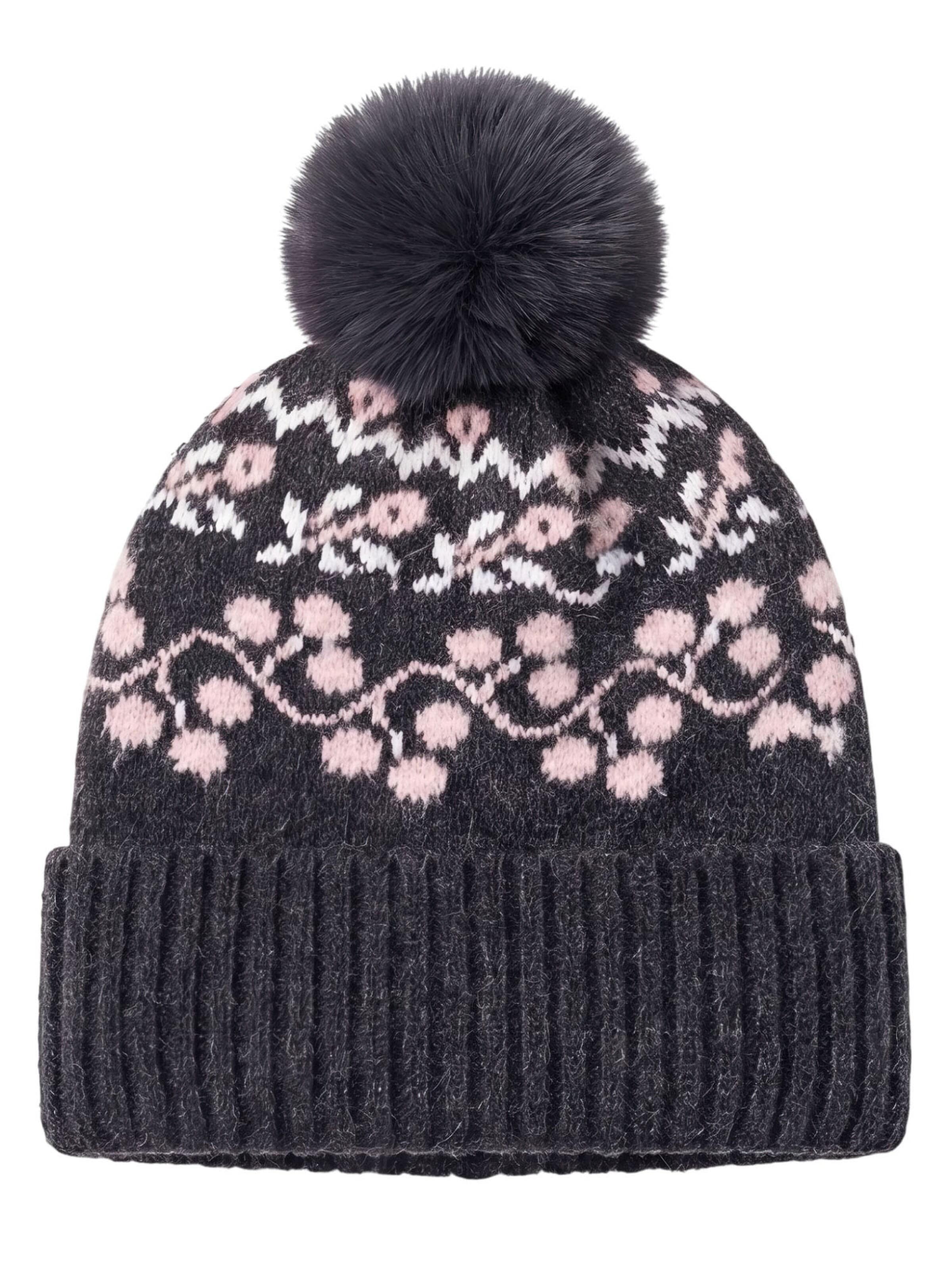 Magicshe Hat 'Warme Strickmütze mit Bommel' in Black: front