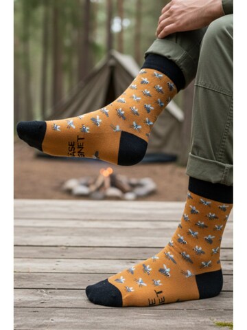 Sokisahtel Socken 'SÄSEMAGNET cotton socks with a message' in Gelb: Vorderseite