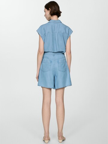 MANGO Loose fit Pleat-Front Pants 'Alessia' in Blue