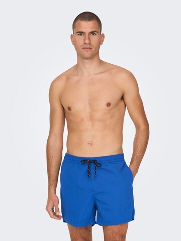 Shorts de bain 'Ted' Only & Sons en bleu : devant