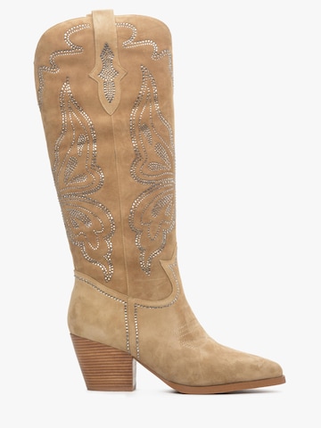 Estro Cowboylaarzen '092-11' in Beige: voorkant