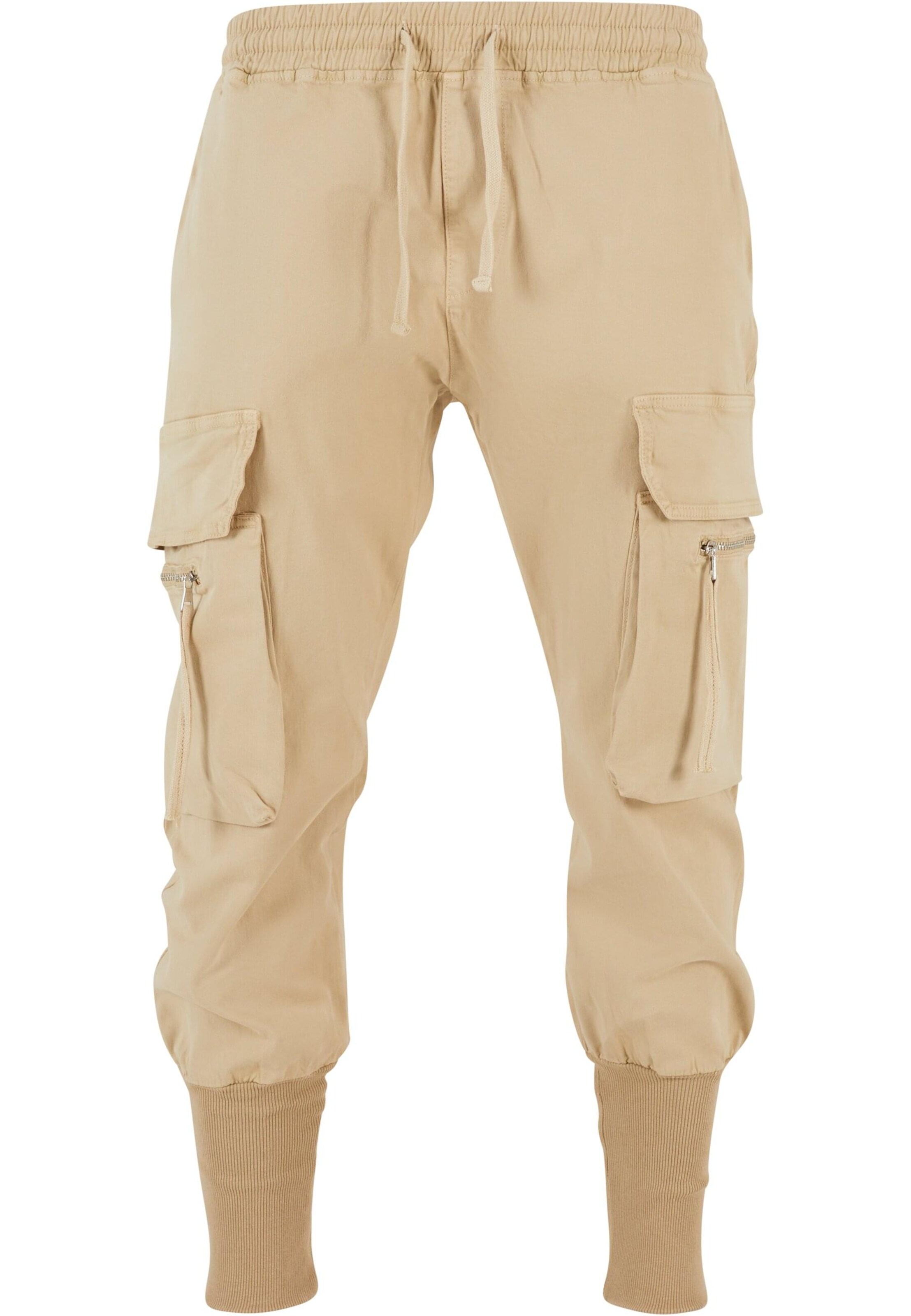 2Y Premium Tapered Cargo trousers in Beige: front