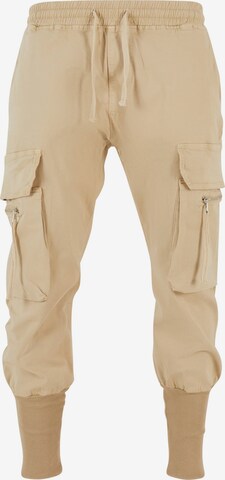 2Y Premium Tapered Cargo Pants in Beige: front