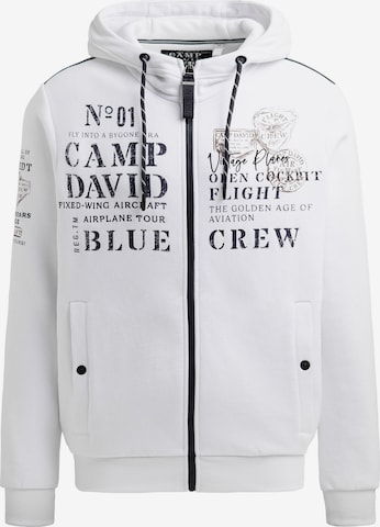 CAMP DAVID Sweat jacket in White: front