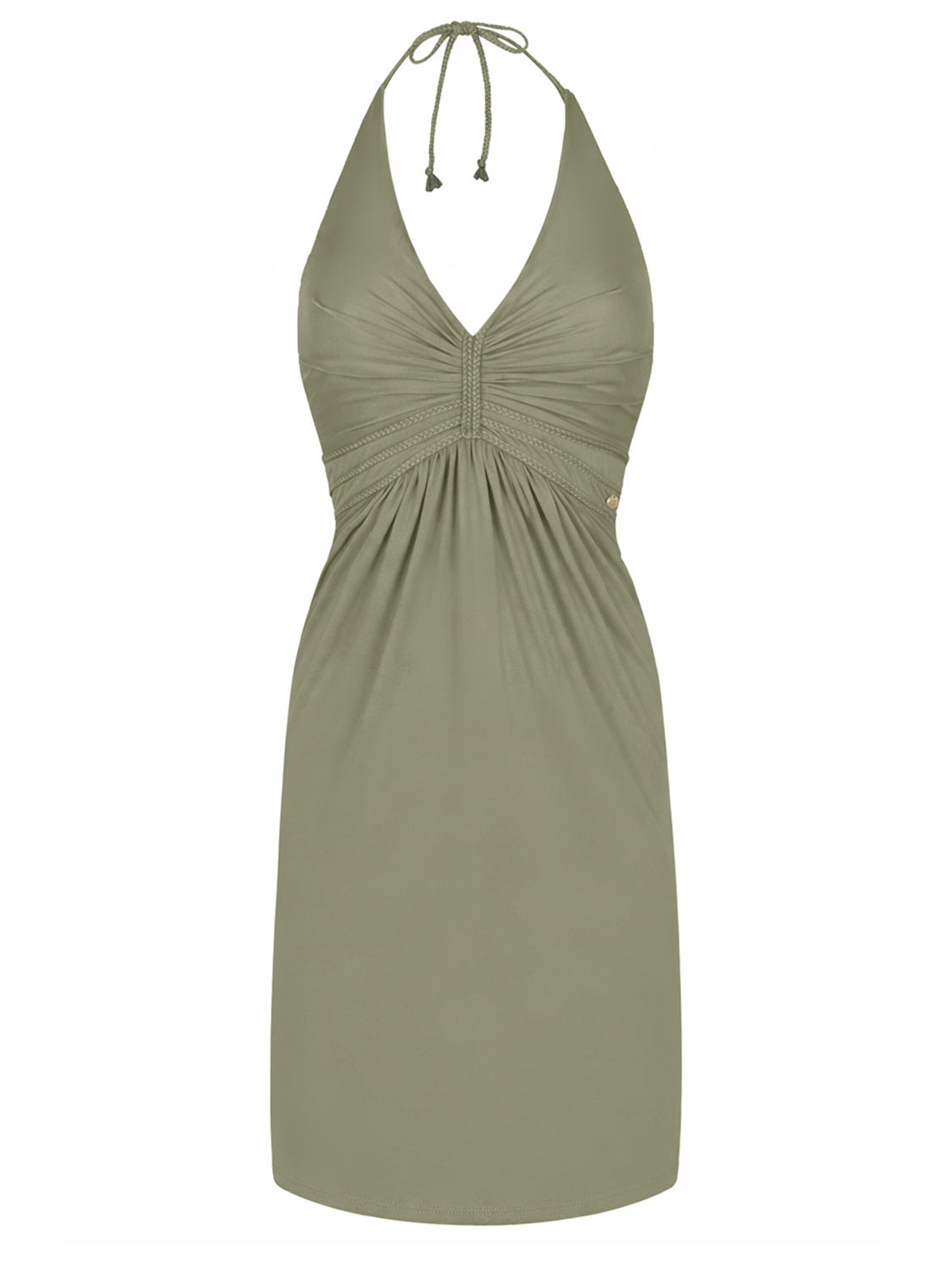 Chic by Lirette Jurk 'Short halter dress Natural' in Groen: voorkant