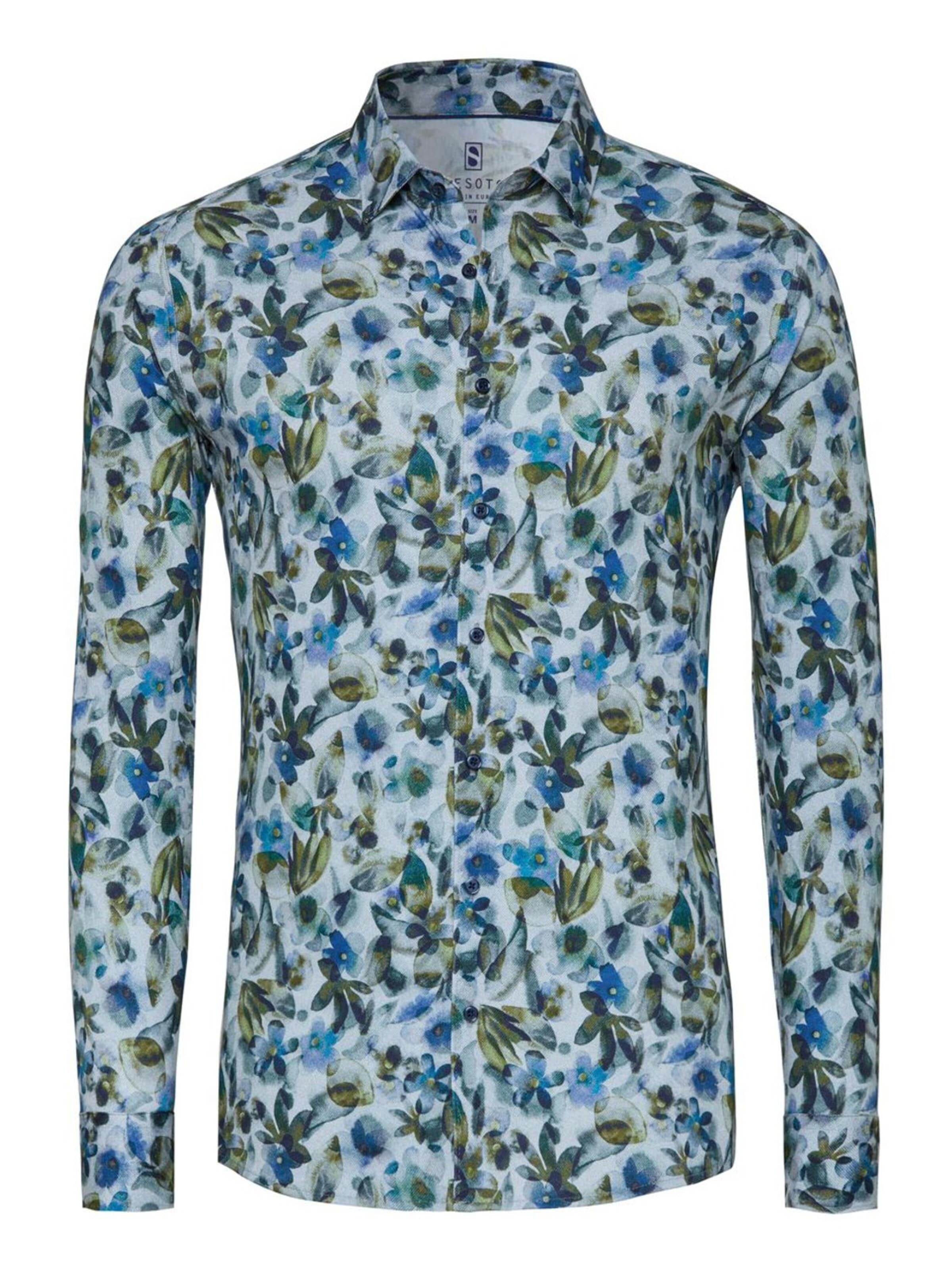 DESOTO Slim fit Button Up Shirt in Blue: front
