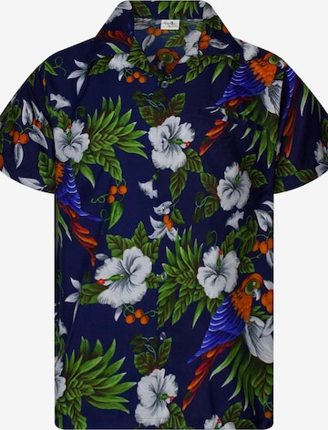 King Kameha Shirt 'Cherryparrot' in Blau: Vorderseite