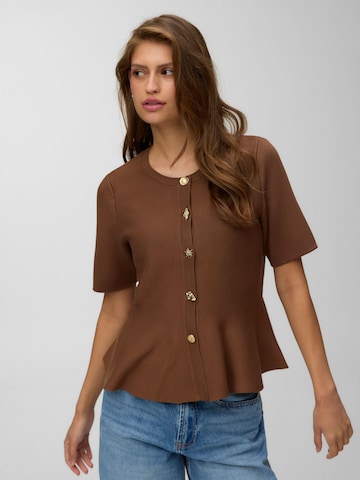 VERO MODA Gebreid vest 'VMLizzie' in Bruin: voorkant
