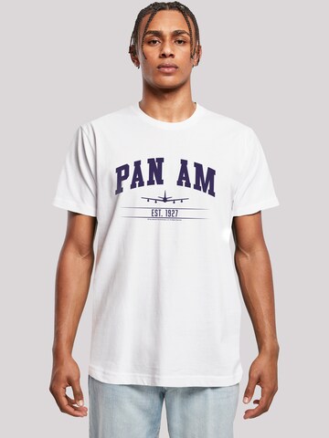 T-Shirt 'Pan Am College Sports Text Est 1927' F4NT4STIC en blanc : devant