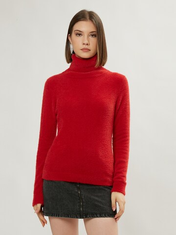 Pullover di Influencer in rosso: frontale