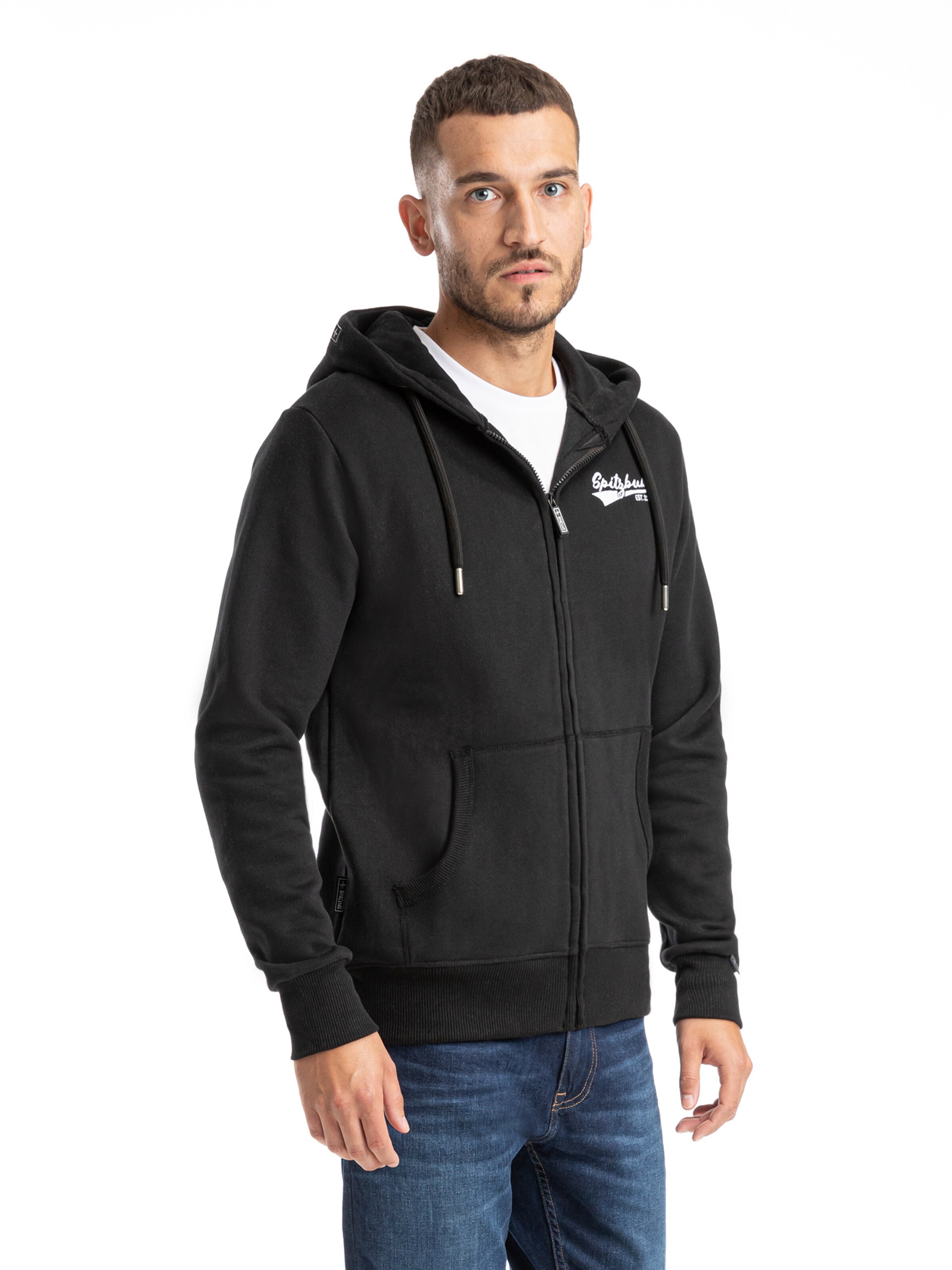 SPITZBUB Sweat jacket 'Ben' in Black: front