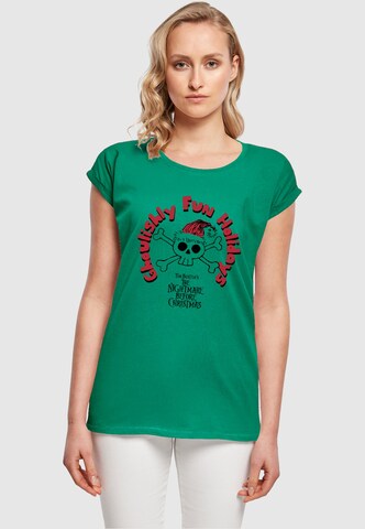 ABSOLUTE CULT Shirt 'The Nightmare Before Christmas - Ghoulishly Fun Holidays' in Green: front