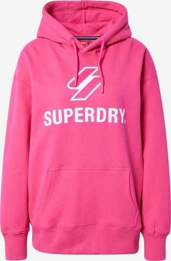 Superdry Sweat-shirt 'Stacked' en fuchsia / blanc, Vue avec produit