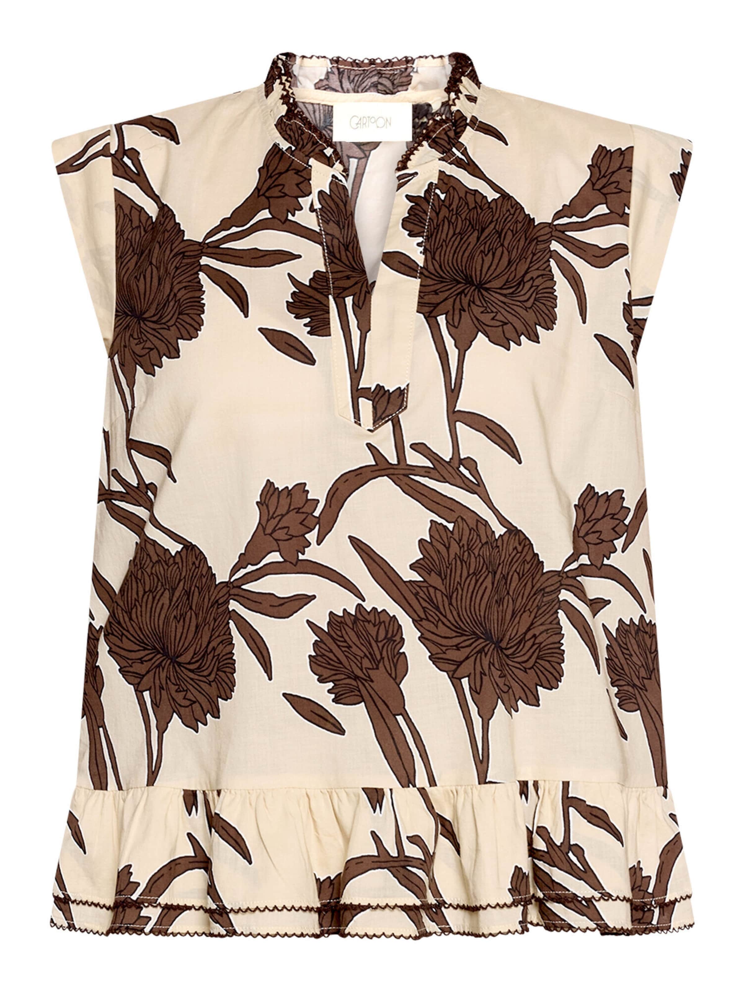 Cartoon Bluse in Beige: Vorderseite
