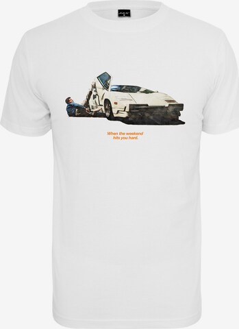 Mister Tee Shirt 'Weekend Wolf' in White: front