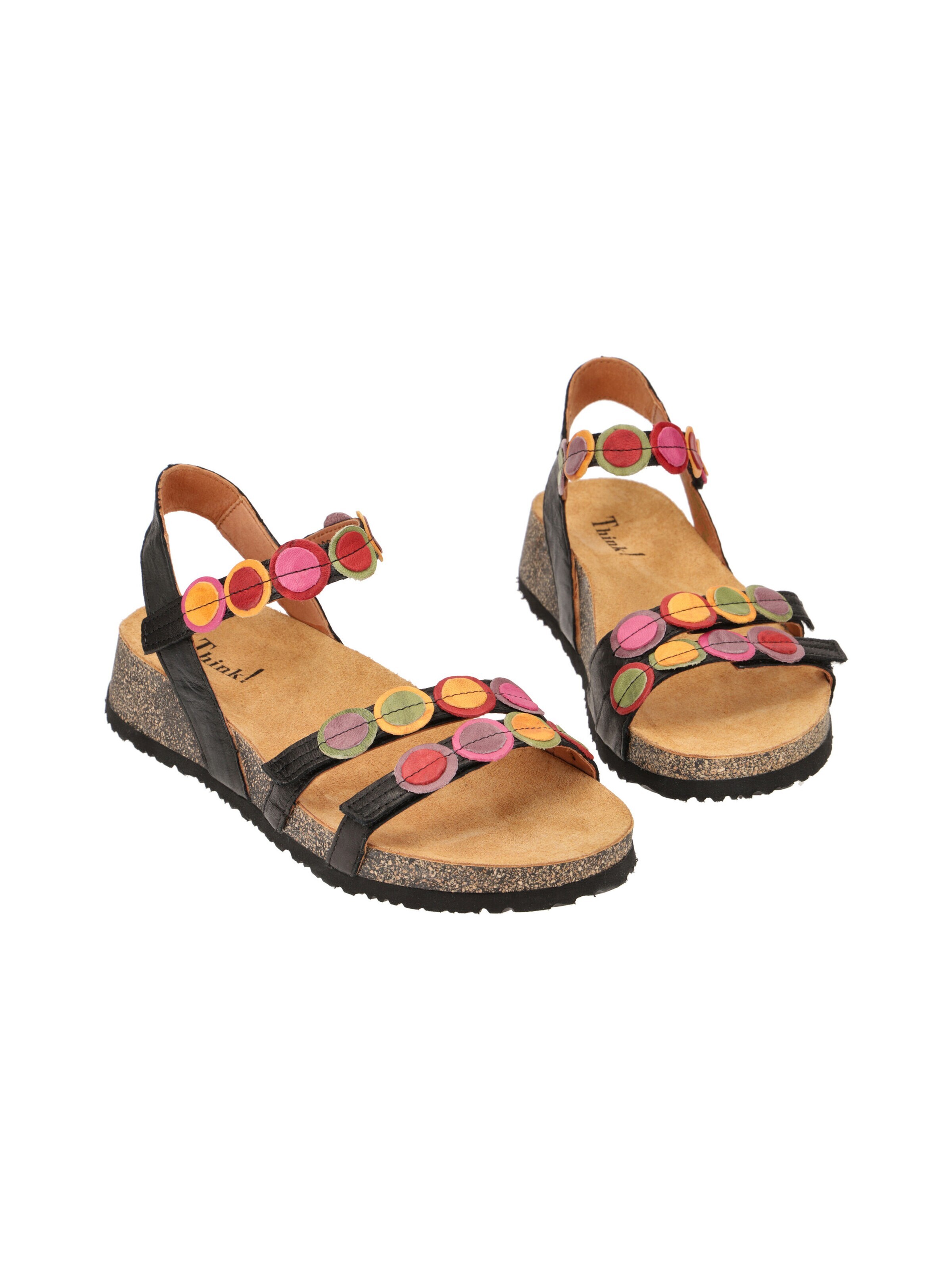 THINK! Sandals 'Think Koak Sandale schwarz bunte Punkte 322' in Black