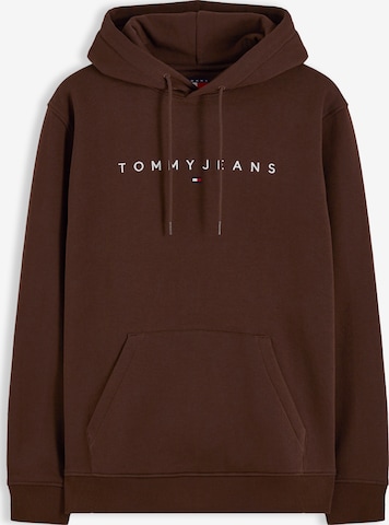 Tommy Jeans Mikina 'LINEAR' – hnědá: přední strana