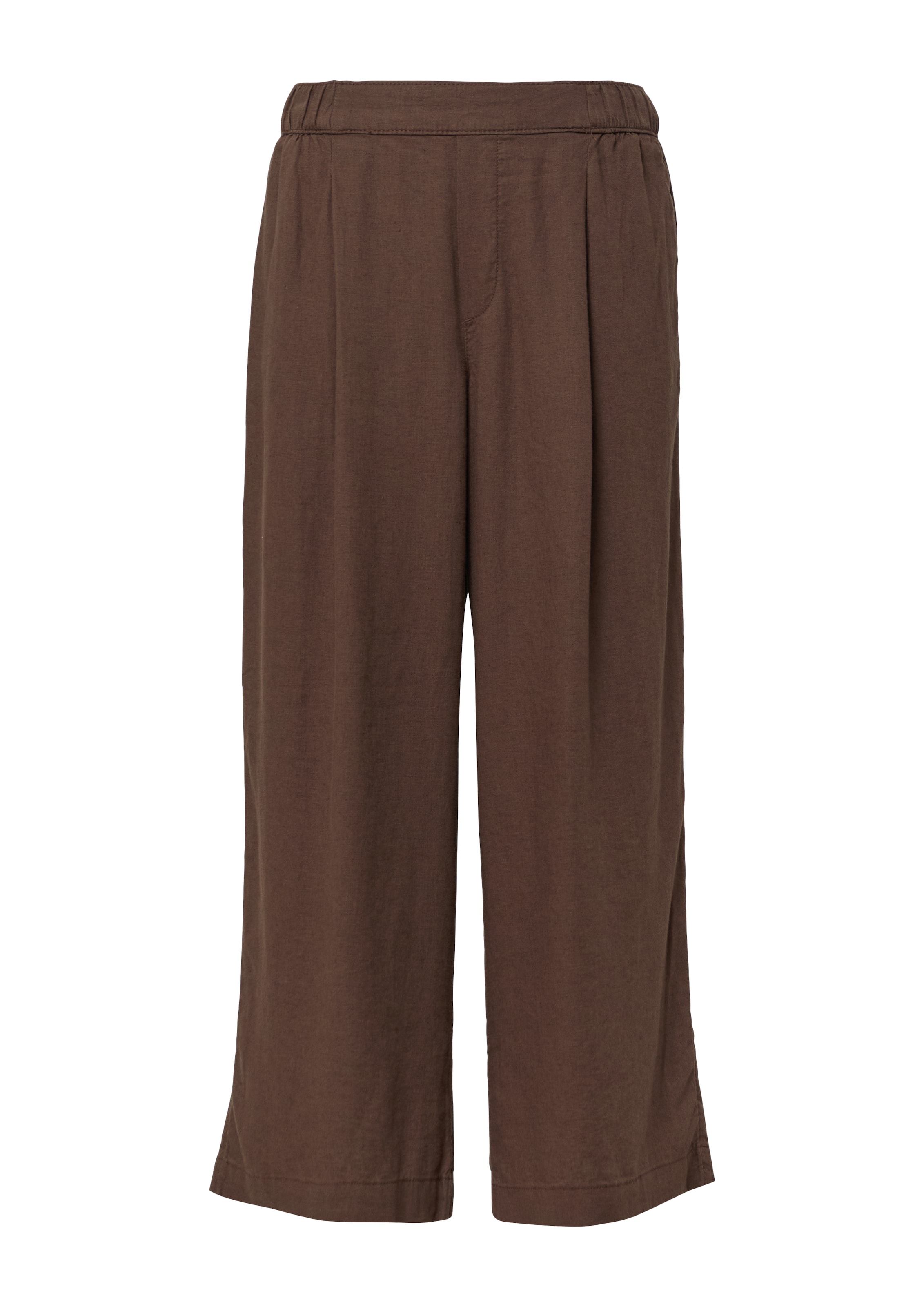 s.Oliver Wide leg Bandplooibroek in Bruin: voorkant