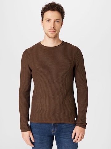 JACK & JONES Regular fit Trui 'CARLOS' in Bruin: voorkant